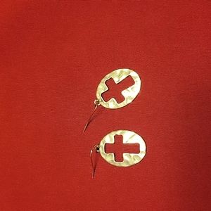 Silver cross earrings